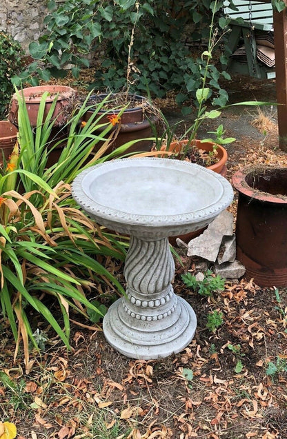 Stunning Stone Twist Base Design Garden Bird Bath