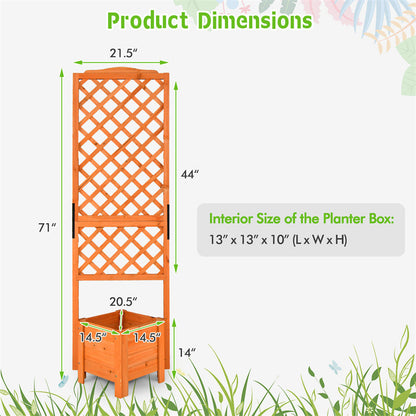 Wooden Raised Garden Bed 71�� High Planter with Trellis for Plant Flower Climbing Pot Hanging