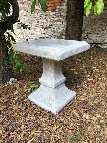 Stunning Stone Square Shaped Sculpture Garden Bird Bath