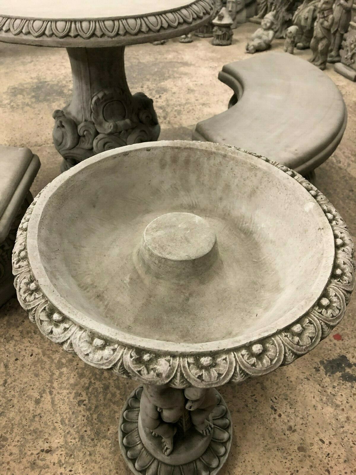 Stunning Stone Three Cherub Garden Bird Bath