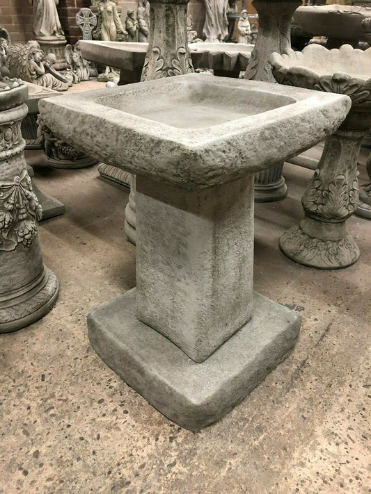 Stunning Stone Chunky Square Garden Bird Bath