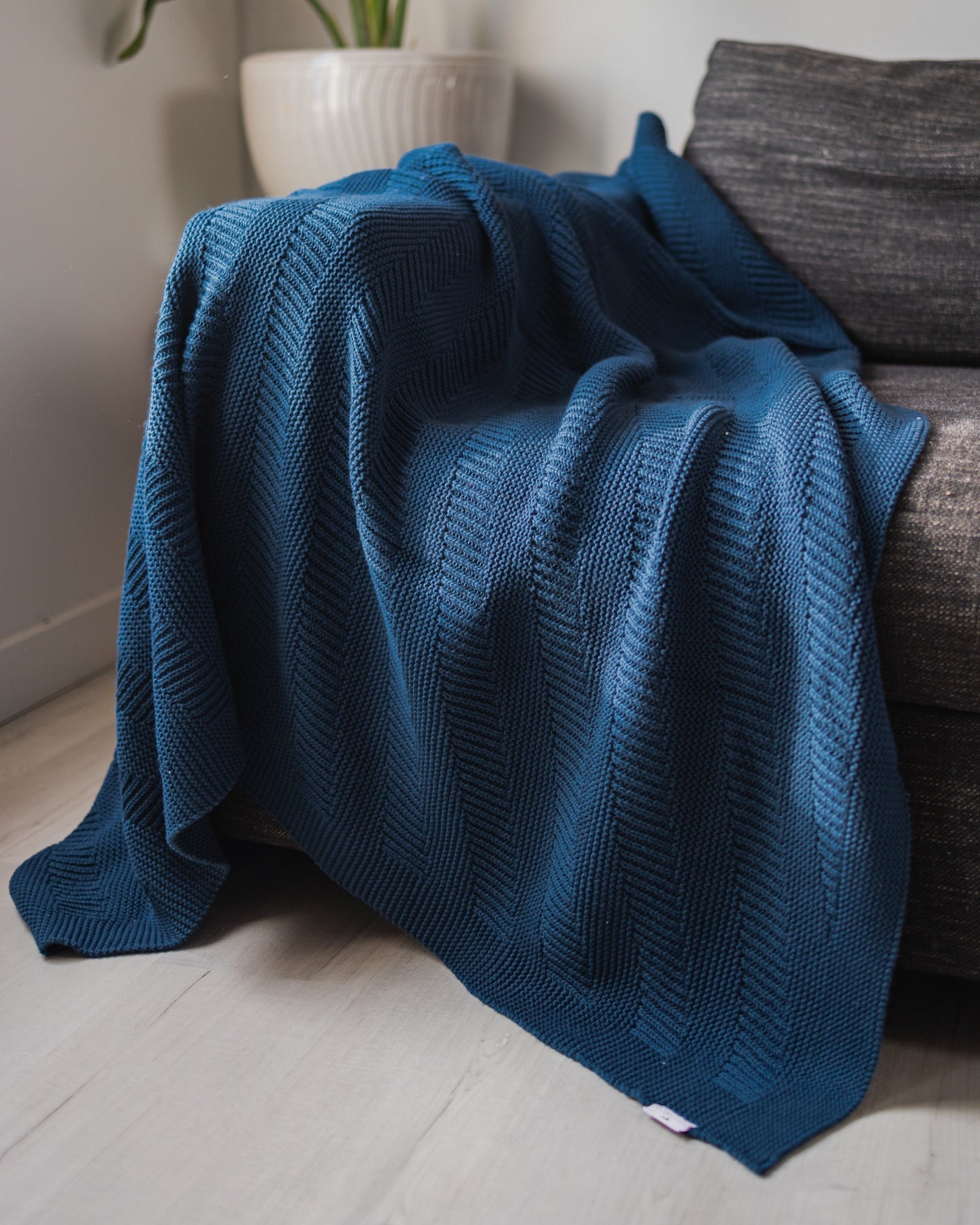 Adrianna Organic Cotton Knit Throw Blanket