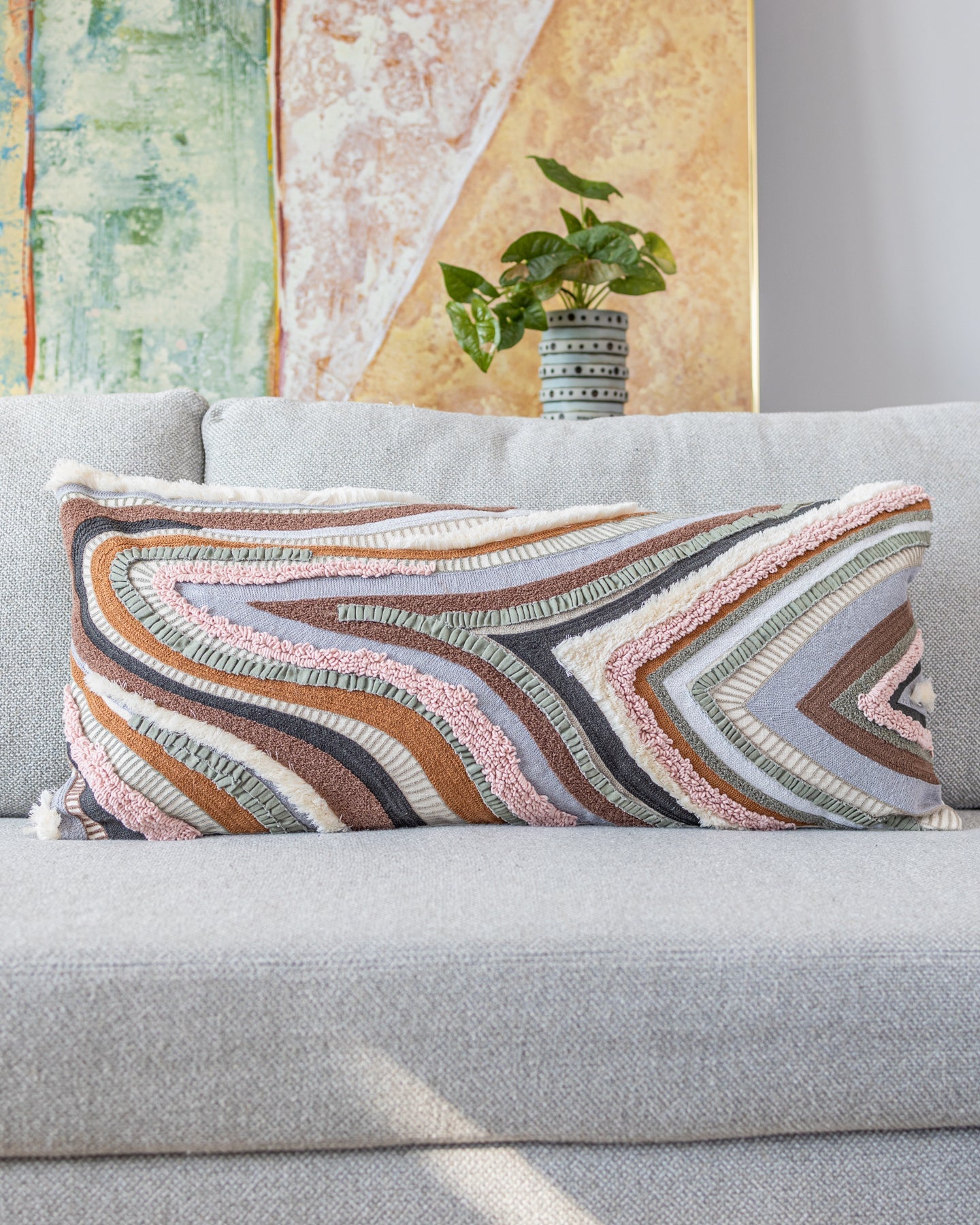 Agate Organic Cotton Abstract Lumbar Pillow