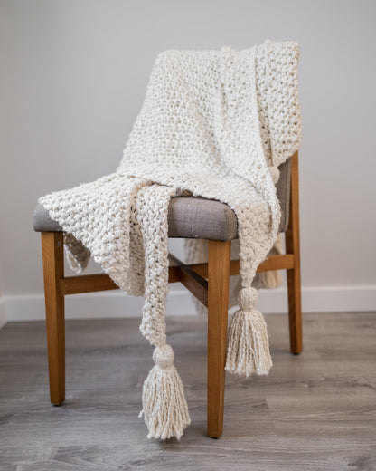 Amelie Hand Knit Organic Cotton Throw Blanket