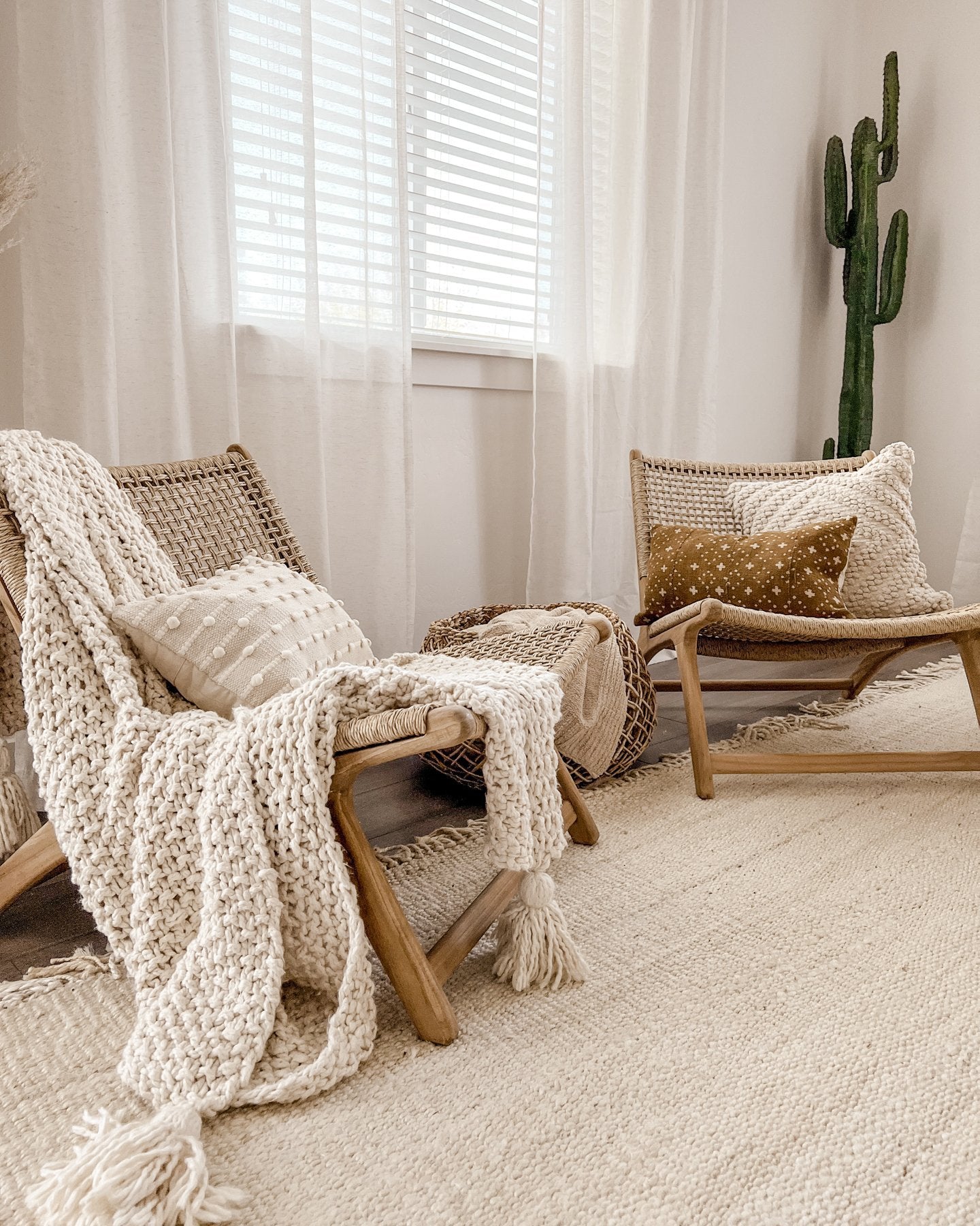 Amelie Hand Knit Organic Cotton Throw Blanket