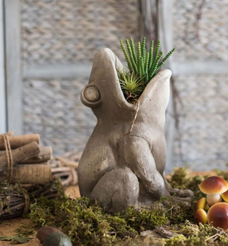 Frog Flowerpot for Garden Decoration, Beautiful Cute Frog Statues, Garden Animal Statues, Unique Modern Garden Sculptures, Creative Villa Outdoor Gardening Ideas