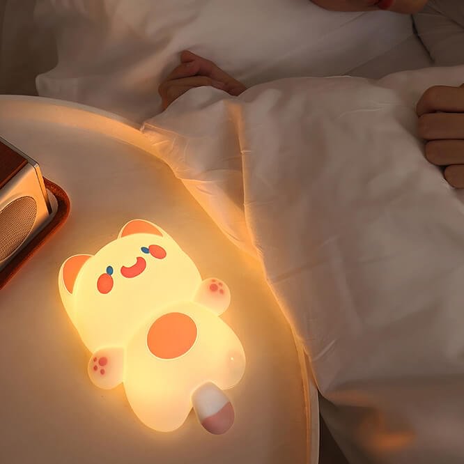 Squishy Silicone Doodle Cat LED Night Light - Perfect Gift for Kids and Girls