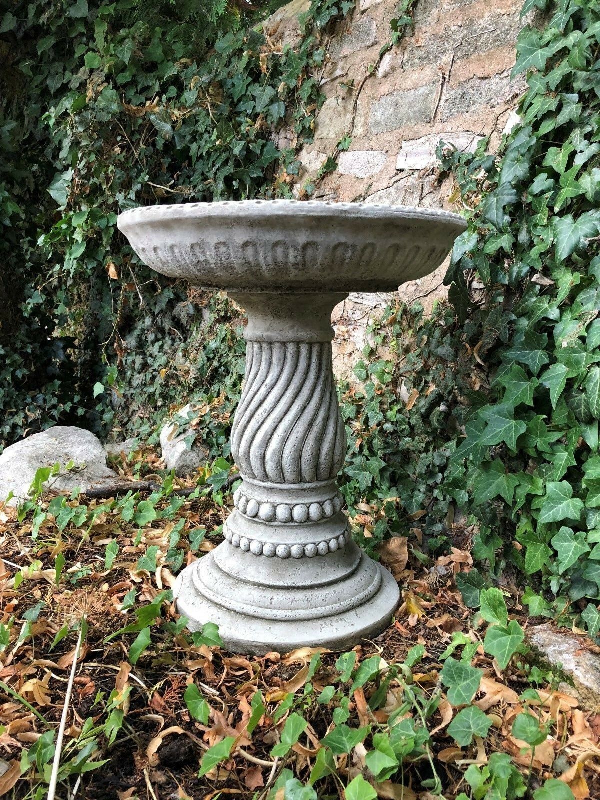 Stunning Stone Twist Base Design Garden Bird Bath