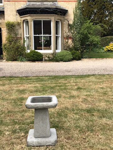 Stunning Stone Chunky Square Garden Bird Bath