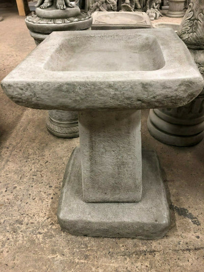 Stunning Stone Chunky Square Garden Bird Bath