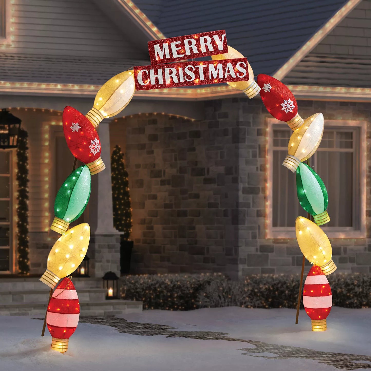 8' Pre-Lit Stacked Ornament Arch