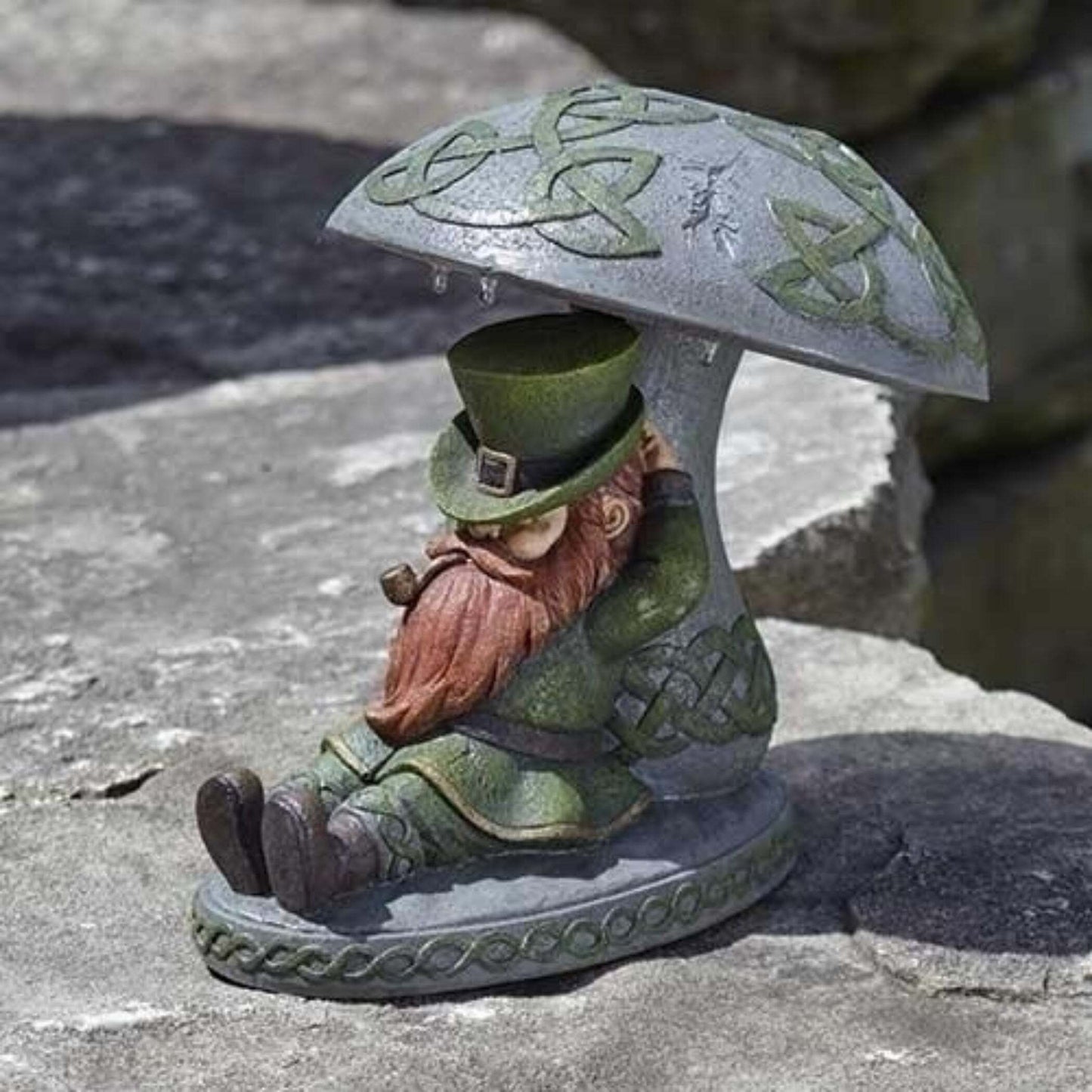 Sleeping Good Luck Irish Leprechaun Solar Mushroom Garden Statue