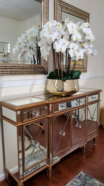 Phalaenopsis Orchids Floral Arrangement in Large Gold Planter