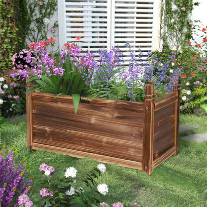 Wooden Outdoor Raised Garden Bed Elevated Wood Planter Garden Box Kit for Flowers/ Vegetables/ Herbs in Backyard/ Patio Planting Box Kit Natural Pine Wood