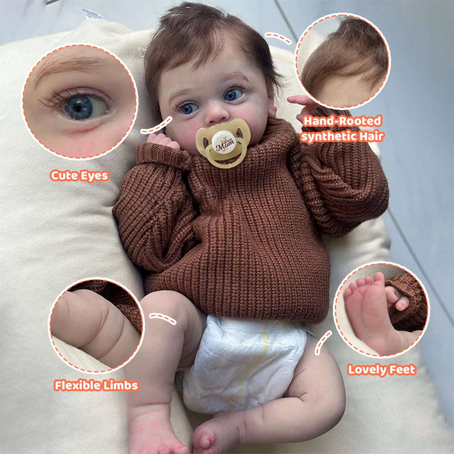 12"&16" Squishy Soft Full Body Silicone Truetouch Authentic Realistic Reborn Newborn Baby Boy or Girl Dolls Named Jaden and Elija