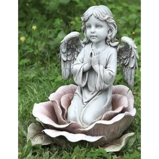 Praying Angel In A Rose Garden Statue 11