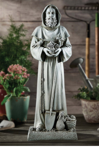 Saint Fiacre Garden Statue 24 Inch Tall