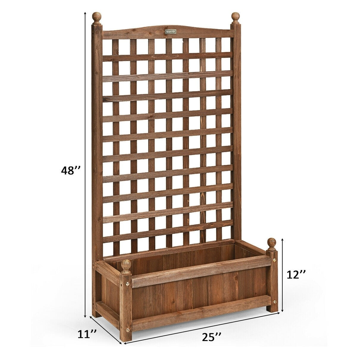 Outdoor Freestanding Wood Raised Garden Bed Planter Box with Trellis