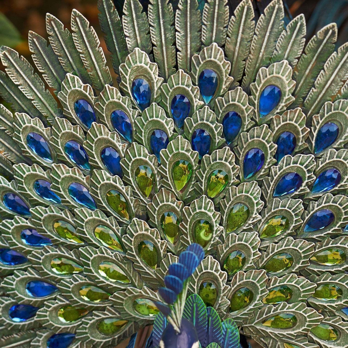 Elegant Iron Peacocks with Acrylic Jewel Detail