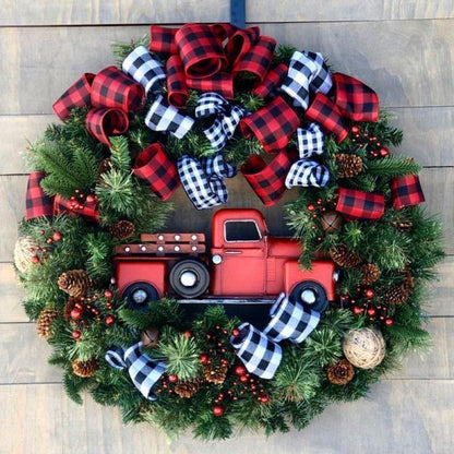 Christmas-red truck christmas wreath