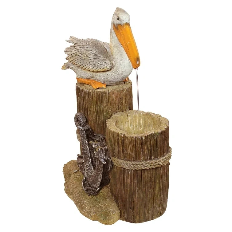 Resin Pelican's Seashore Roost Sculptural Fountain with LED Light