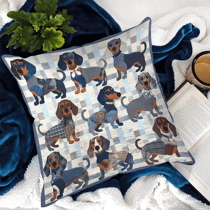 Blue Dachshund Quilted Pillow Case NCU0TH2120