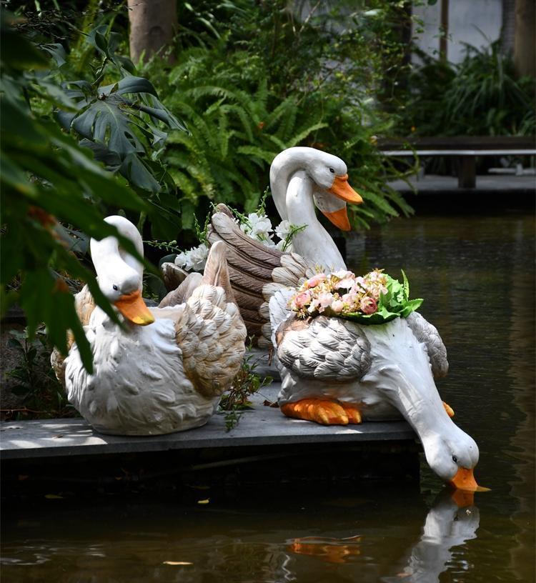 Extra Large Swan Flower Pot, Swan Statues, Animal Statue for Garden Ornament, Villa Courtyard Decor, Outdoor Decoration, Garden Ideas