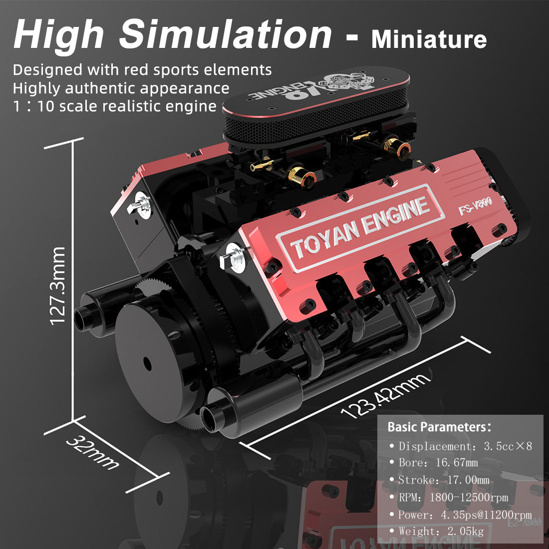 V8 Engine FS-V800 28cc Engine Model Kit