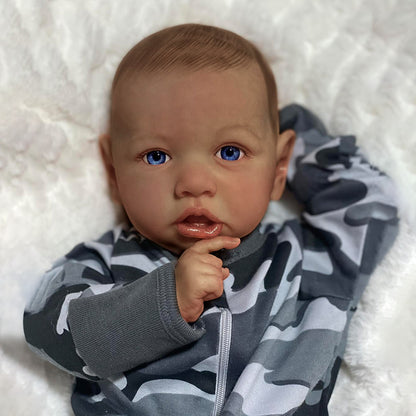 African Baby Series — 12"&16" Reborn Full Silicone Baby Doll Boy Nicholas with Bright and Realistic Blue Acrylic Eyes and Delicate Body Details