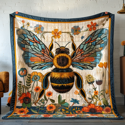 Vibrant Bumblebee Floral Quilted Blanket NCU0PD007