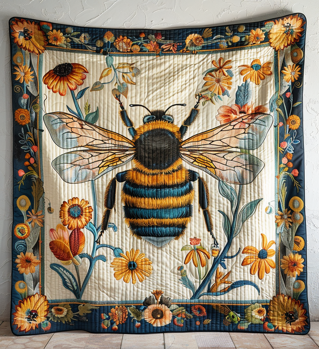 Meadow Inspired Bee Quilted Blanket NCU0PD008