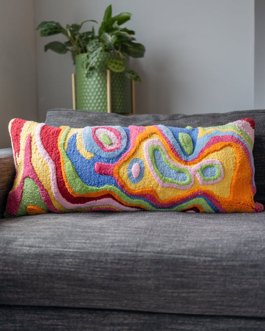 Bellows Organic Cotton Abstract Lumbar Pillow