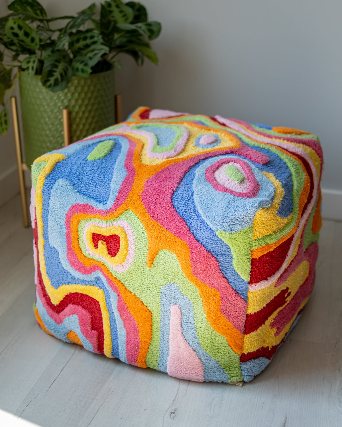 Bellows Organic Cotton Abstract Pouf