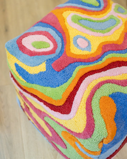 Bellows Organic Cotton Abstract Pouf