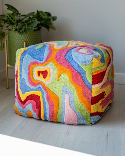 Bellows Organic Cotton Abstract Pouf