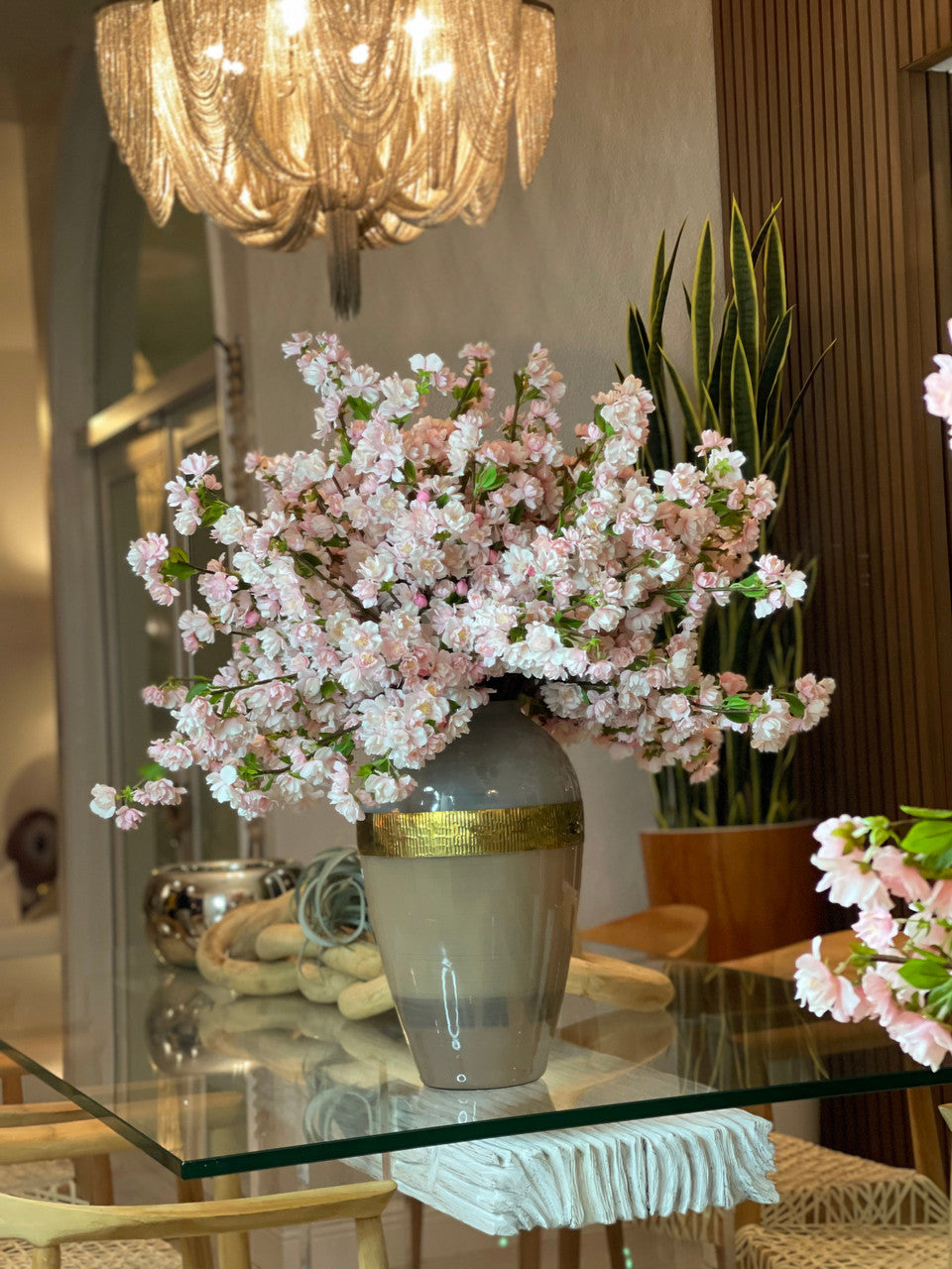 Goddess Vase with Pink Cherry Blossoms