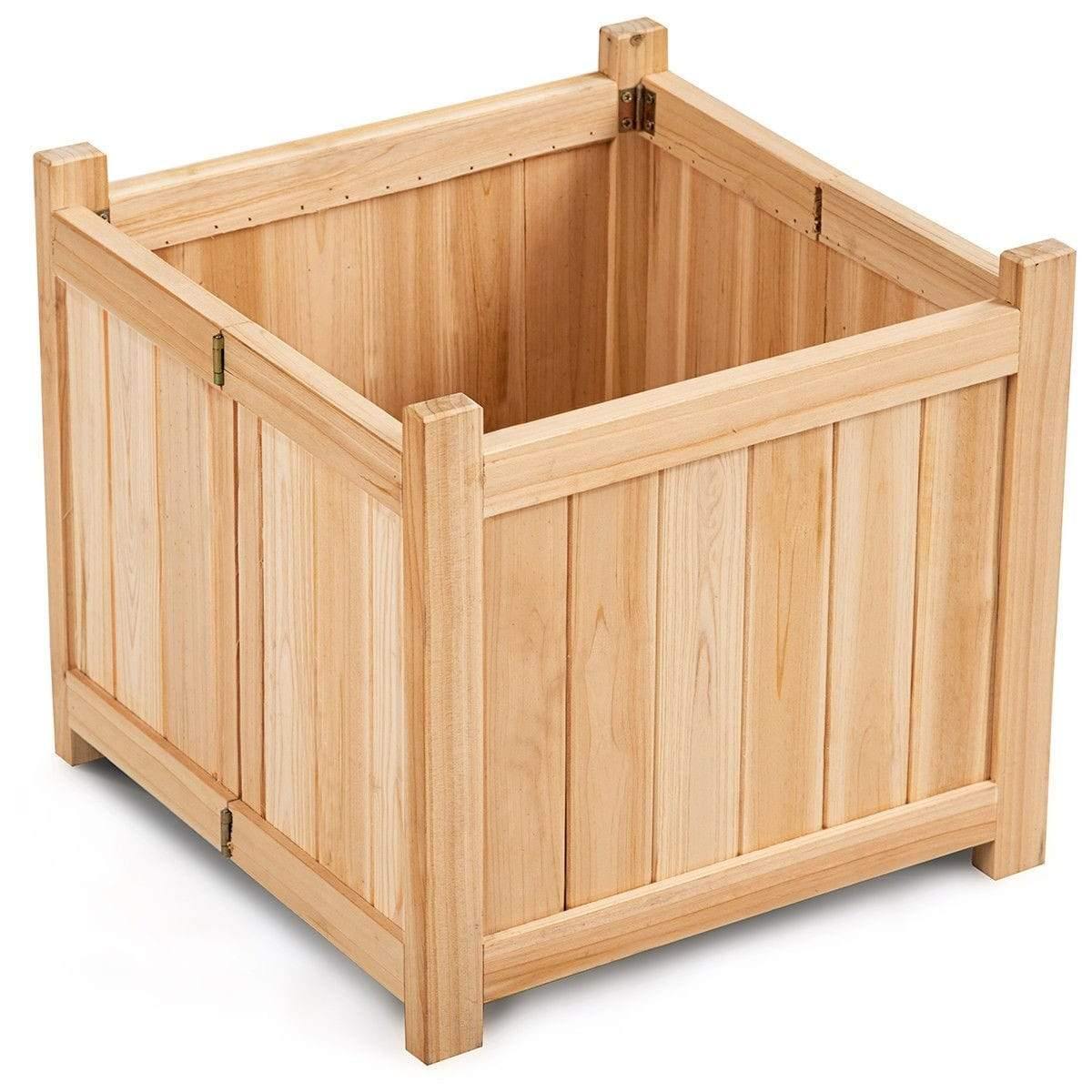 Folding Raised Garden Bed Square Wood Planter Box