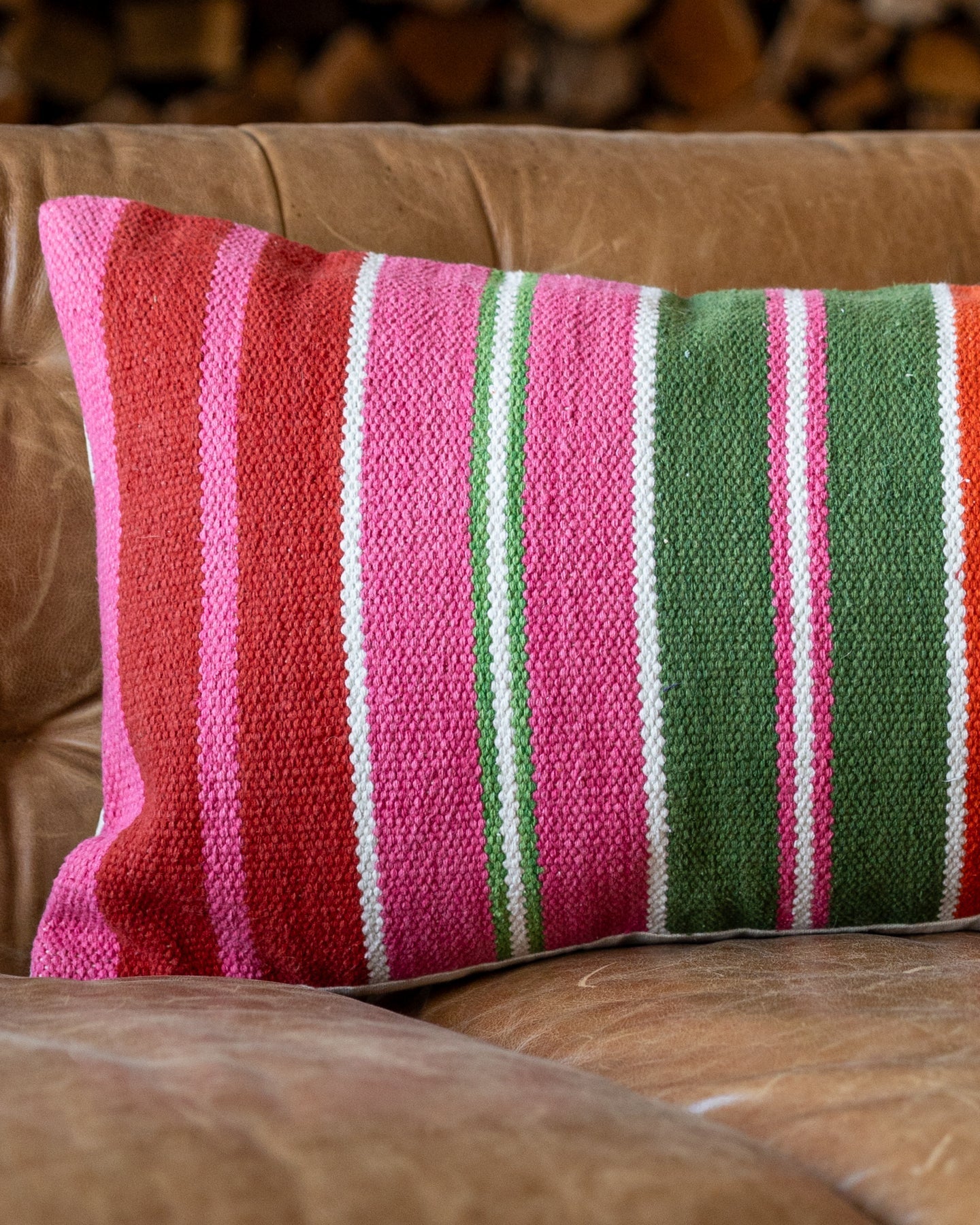 Blake Organic Cotton Striped Lumbar Pillow