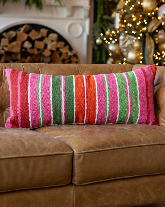 Blake Organic Cotton Striped Lumbar Pillow