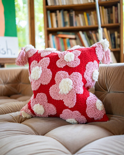 Blossom Organic Cotton Flower Throw Pillow