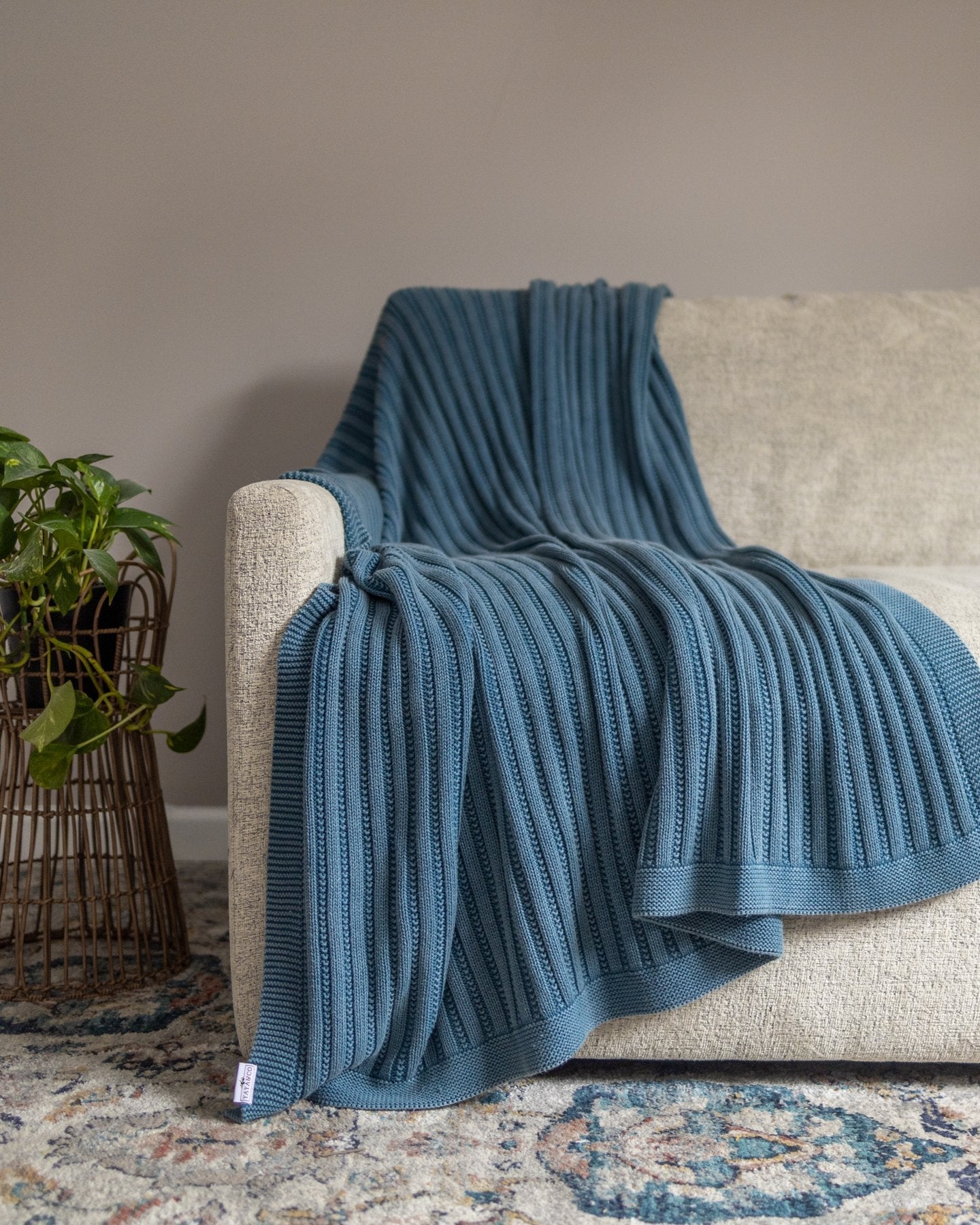 Brooklyn Organic Cotton Knit Throw Blanket