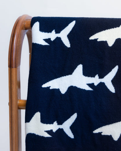 Bruce Organic Cotton Shark Baby and Kids Throw Blanket