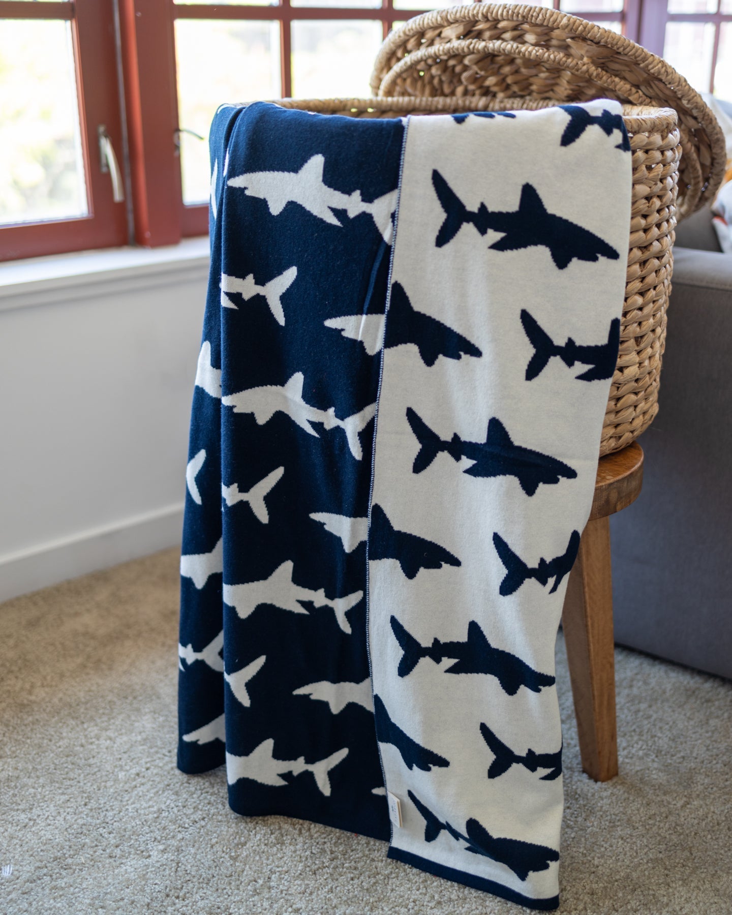 Bruce Organic Cotton Shark Baby and Kids Throw Blanket