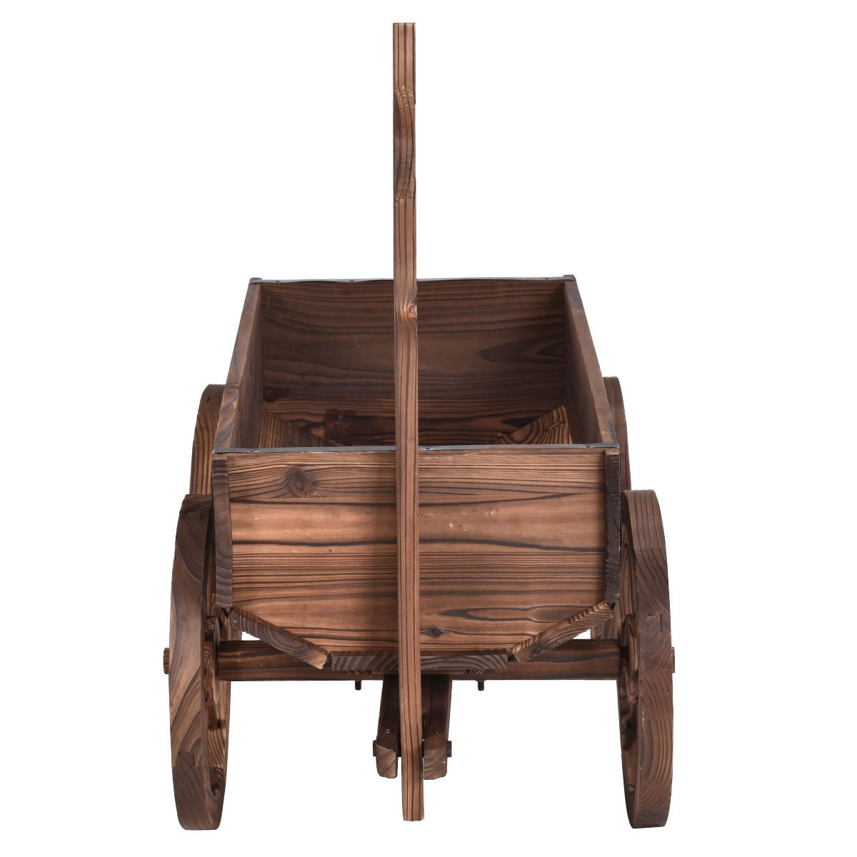 Wood Wagon Flower Planter Pot Stand with Wheels for Garden Outdoor Decor