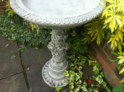 Stunning Stone Flower Petal Garden Bird Bath