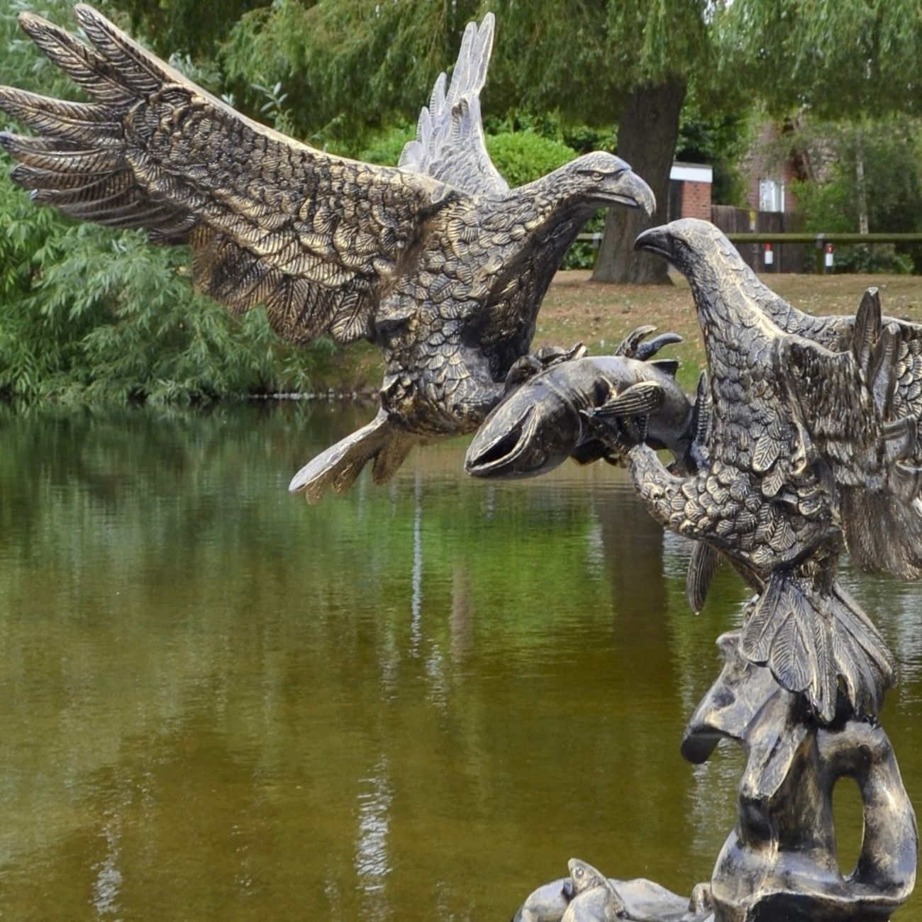 Battle of Eagles Bronze Metal Garden Statue