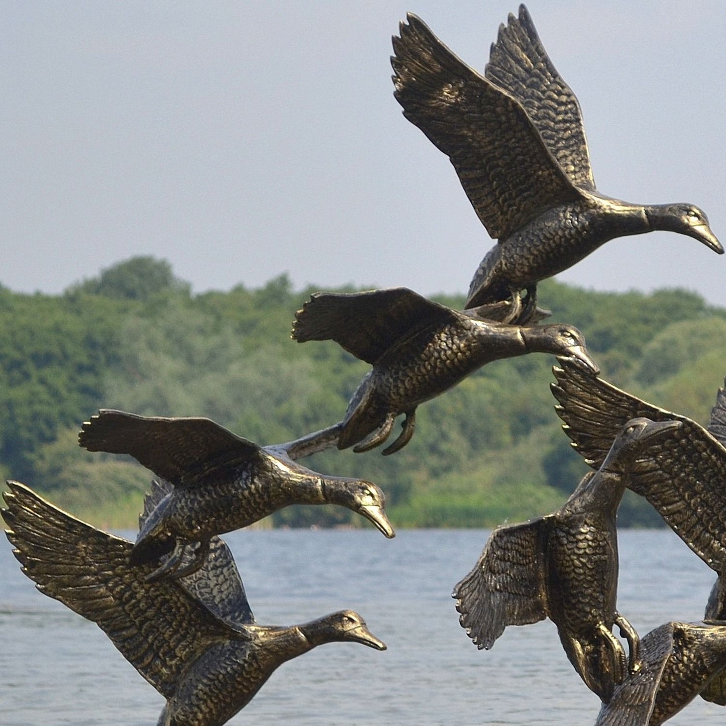 Flight of Ducks Bronze Metal Garden Statue