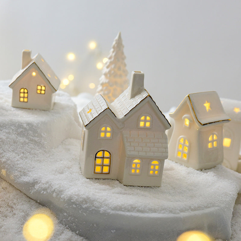 Christmas Glowing Ceramic Snow House