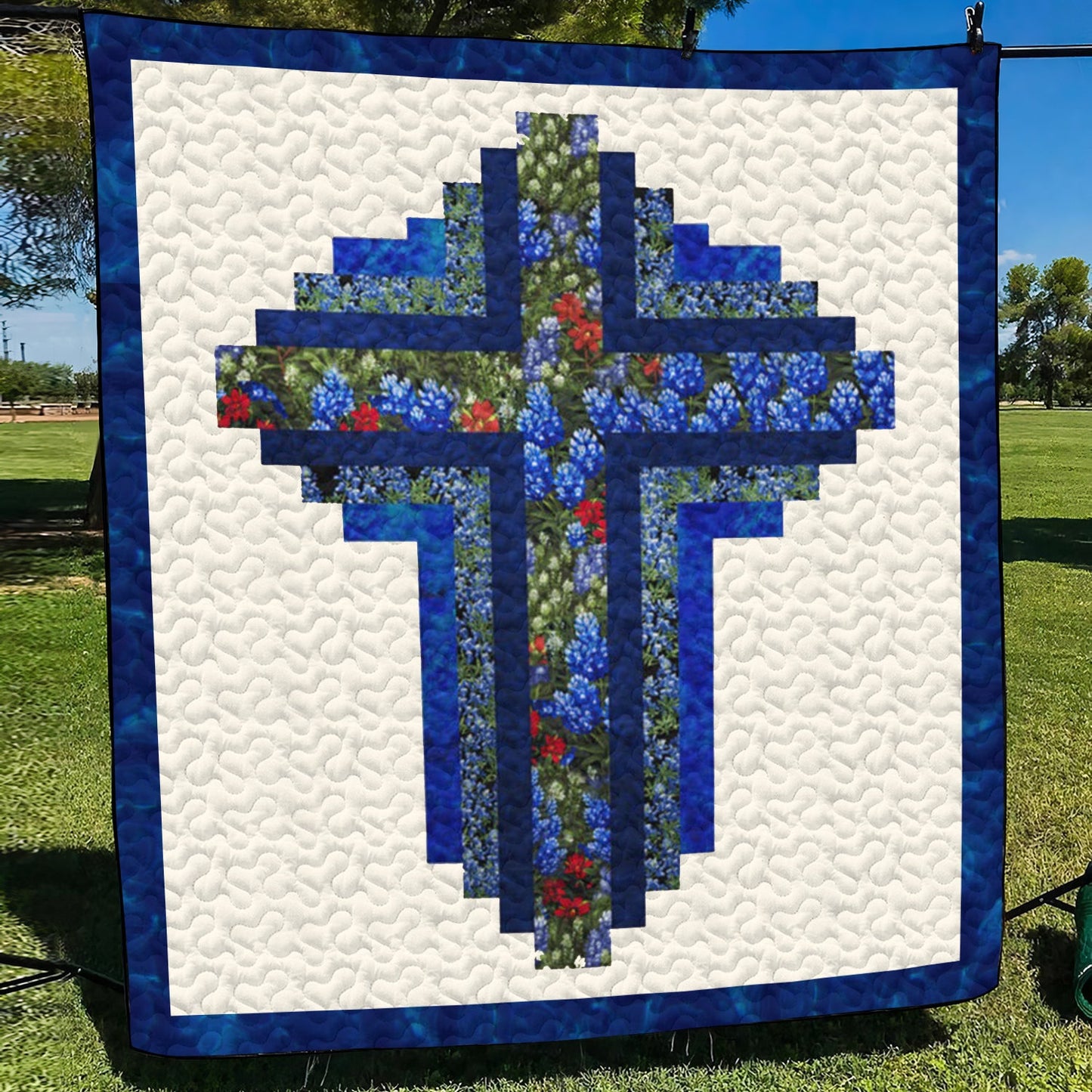 Christian Cross Quilted Blanket NCU0TH439