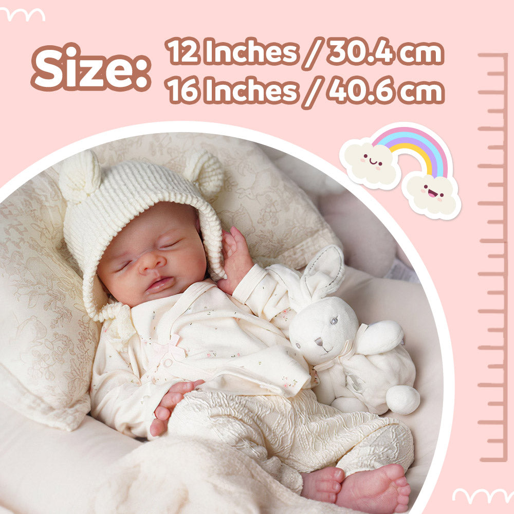 12"&16" Newborn Weighted Flexible Full Silicone Baby Doll Girl Hannah or Boy Adrian with Lovely Sleeping Eyes and Sweet Chubby Face